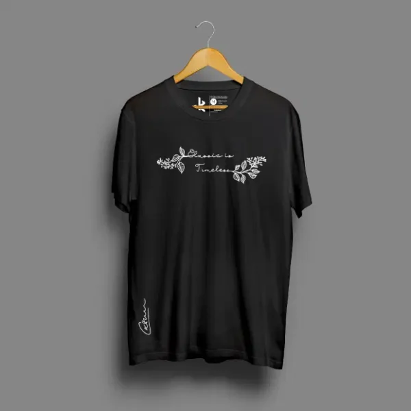 Women Half Sleeve Classic Design Tshirt-Black